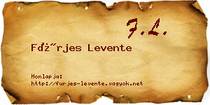 Fürjes Levente névjegykártya